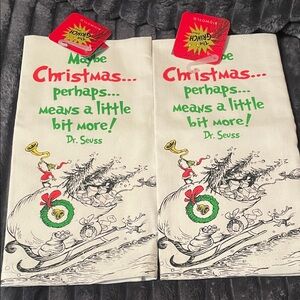 Dr. Seuss Christmas Towels - Red, Green, Black, White Set